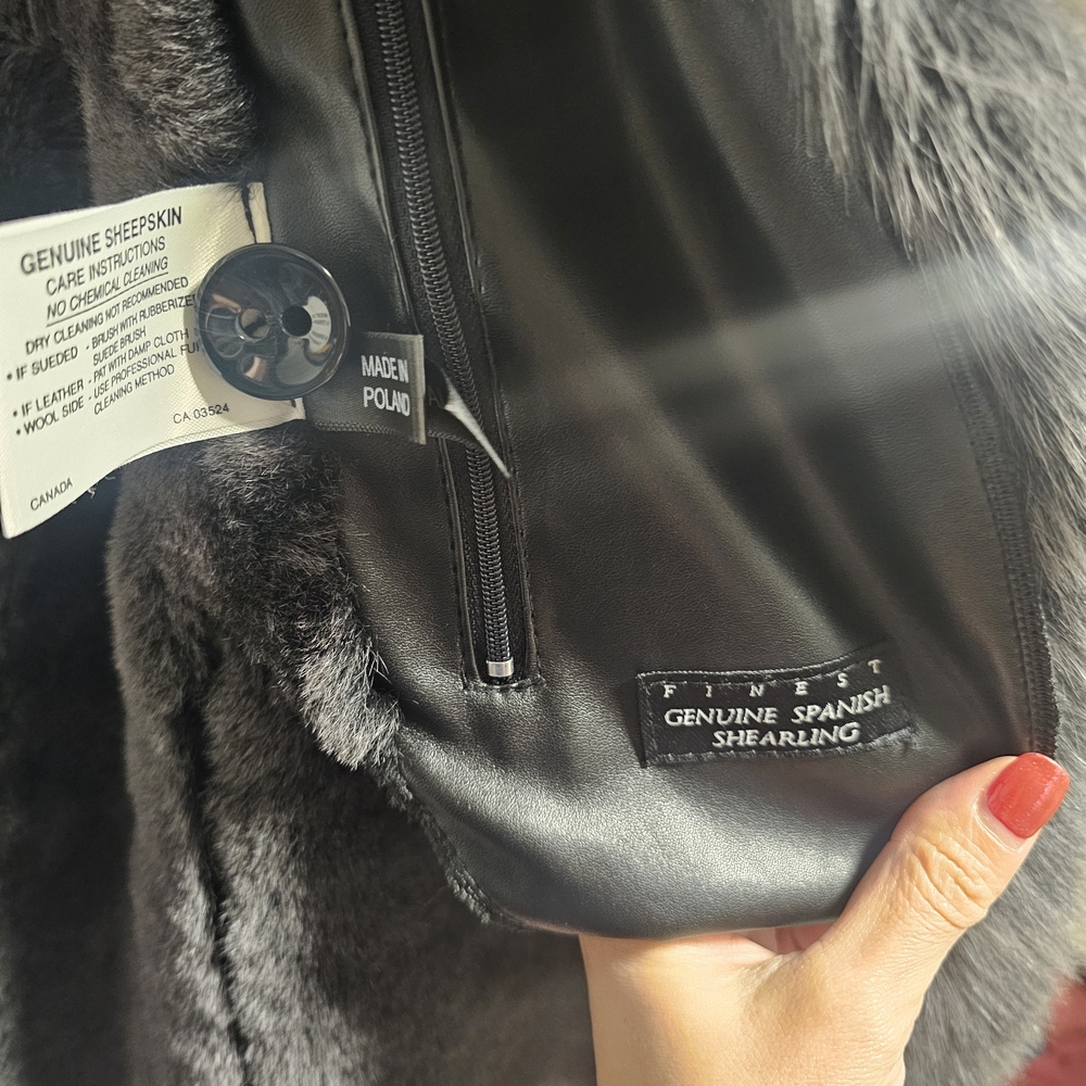Hide Society Black Suede And Gray Fur Coat - Picture 9 of 9